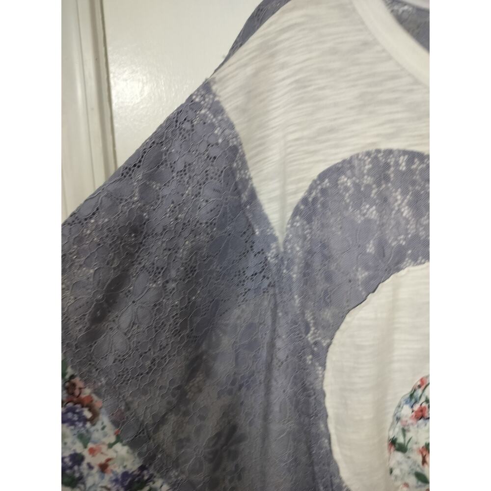 5261) Oddi Heart Lace Batwing Patchwork Boho Spring Floral Lace Oversize Top S/M - Picture 5 of 9